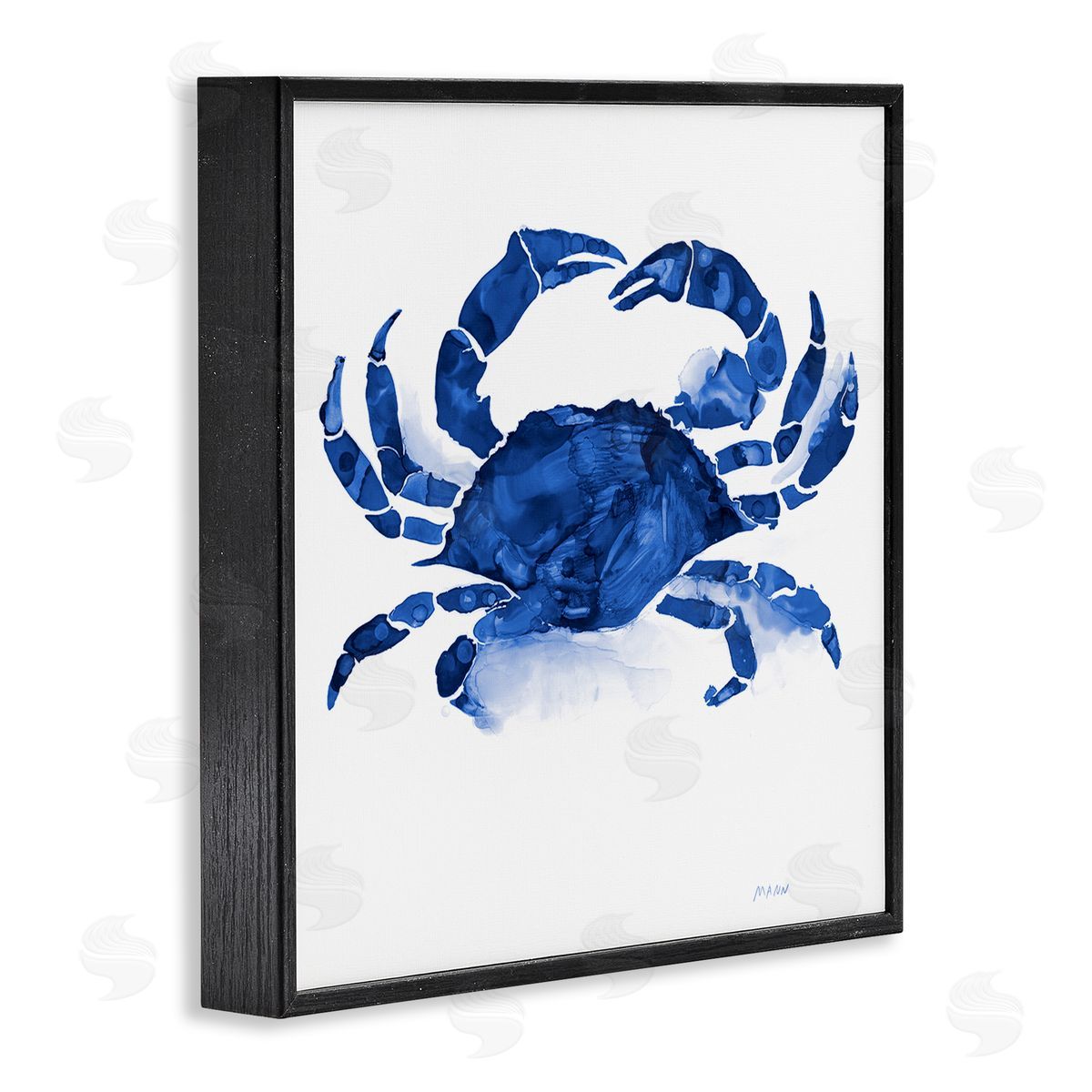 Patti Mann Detailed Crab Wildlife Blue Ocean Sea Life  Black Framed Glicee Wall Art Print