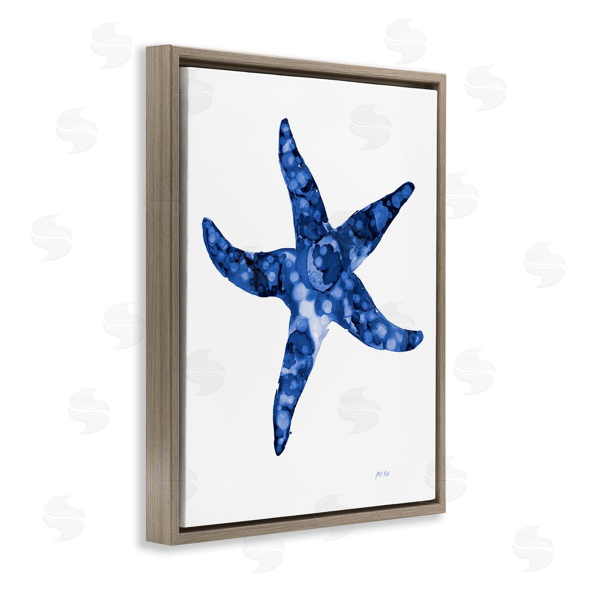 Patti Mann Casual Starfish Beach Ocean Sea Life Painting Brown Floating Frame Canvas Wall Art Print