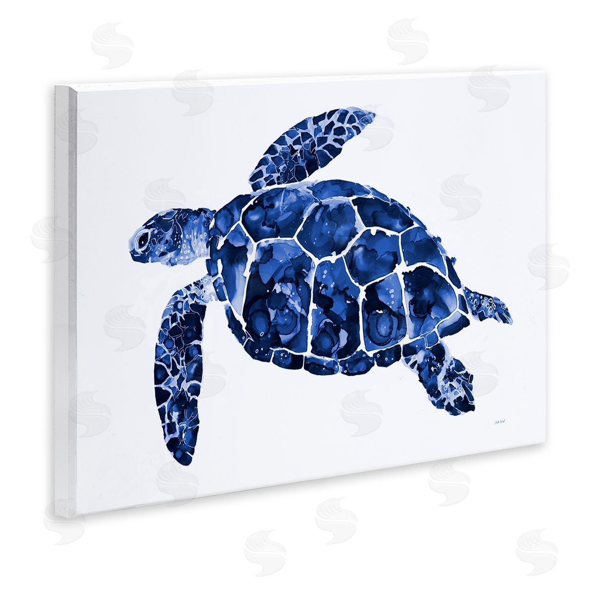 Patti Mann Blue Speckled Sea Turtle Marine Animal Illustration Wall Plaque Art Print