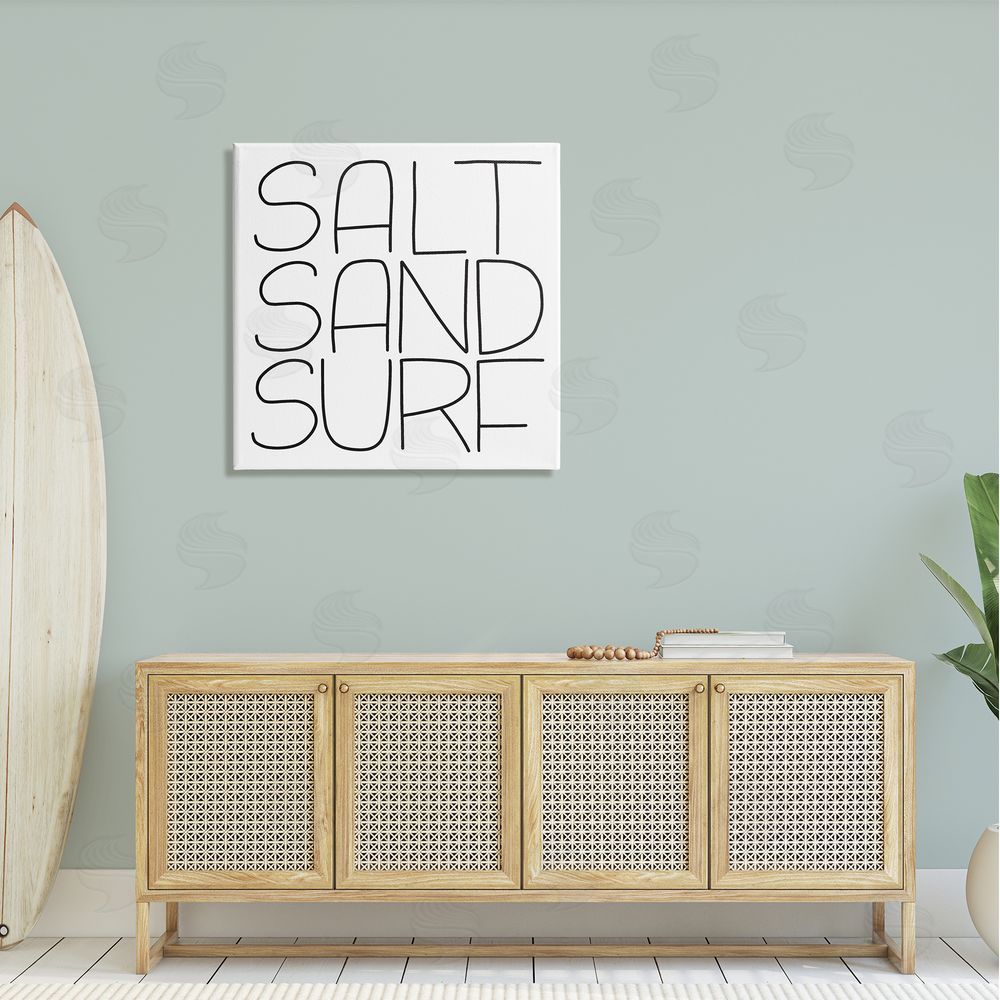 Leah Bisch Salt Sand Surf Beach Sports Calligraphy Phrase  Canvas Wall Art in Room