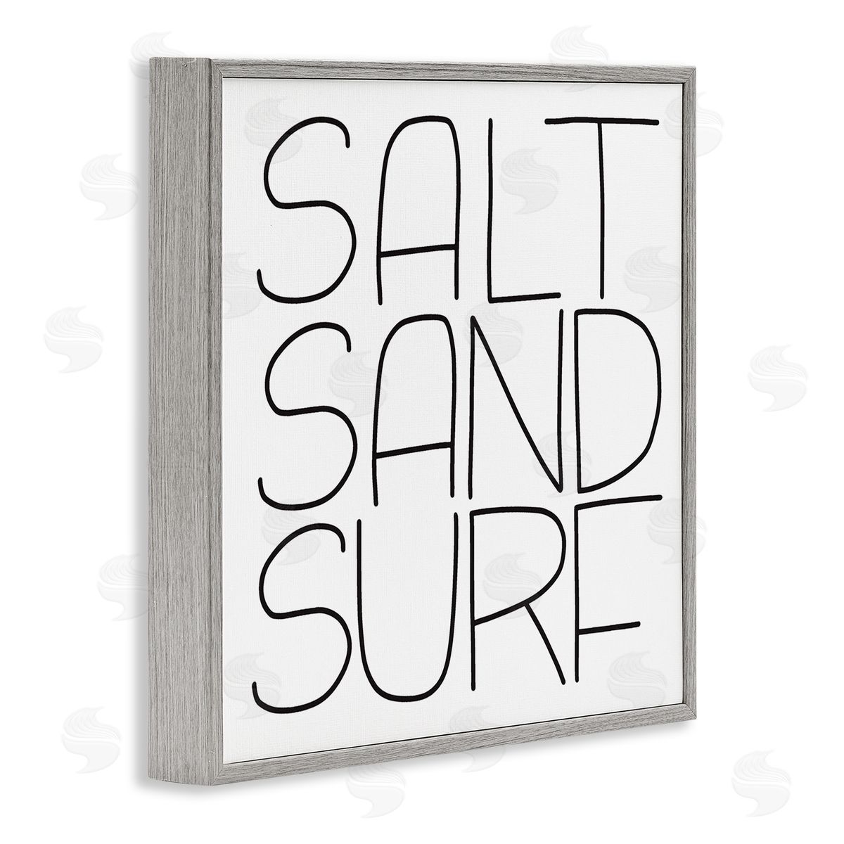 Leah Bisch Salt Sand Surf Beach Sports Calligraphy Phrase  Gray Framed Glicee Wall Art Print