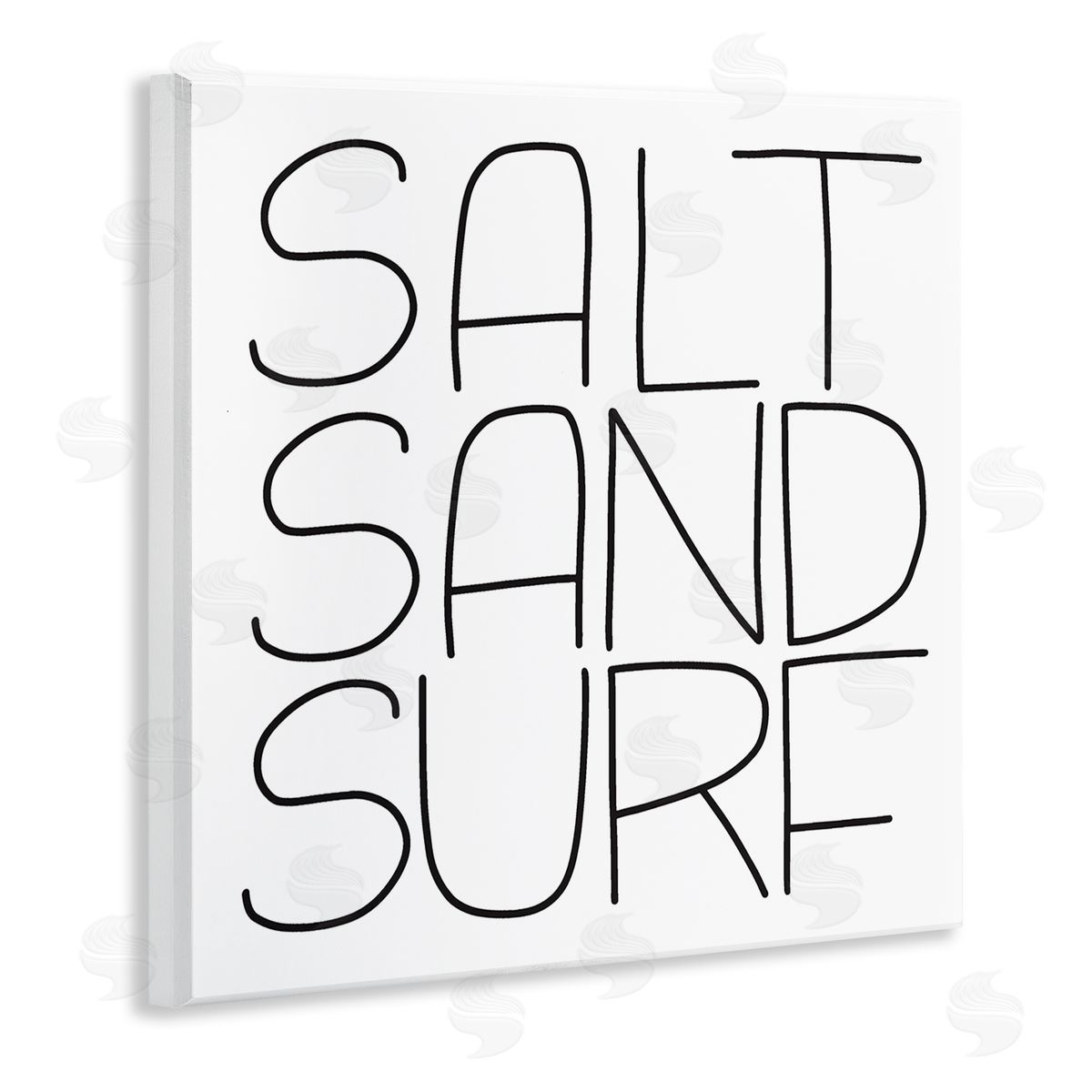Leah Bisch Salt Sand Surf Beach Sports Calligraphy Phrase  Wooden Wall Plaque Art Print
