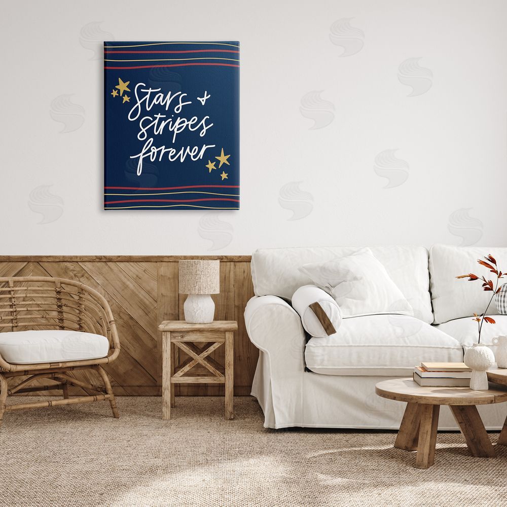 Amanda Houston Stars Stripes Forever Americana Independence Day  Canvas Wall Art Print in Room