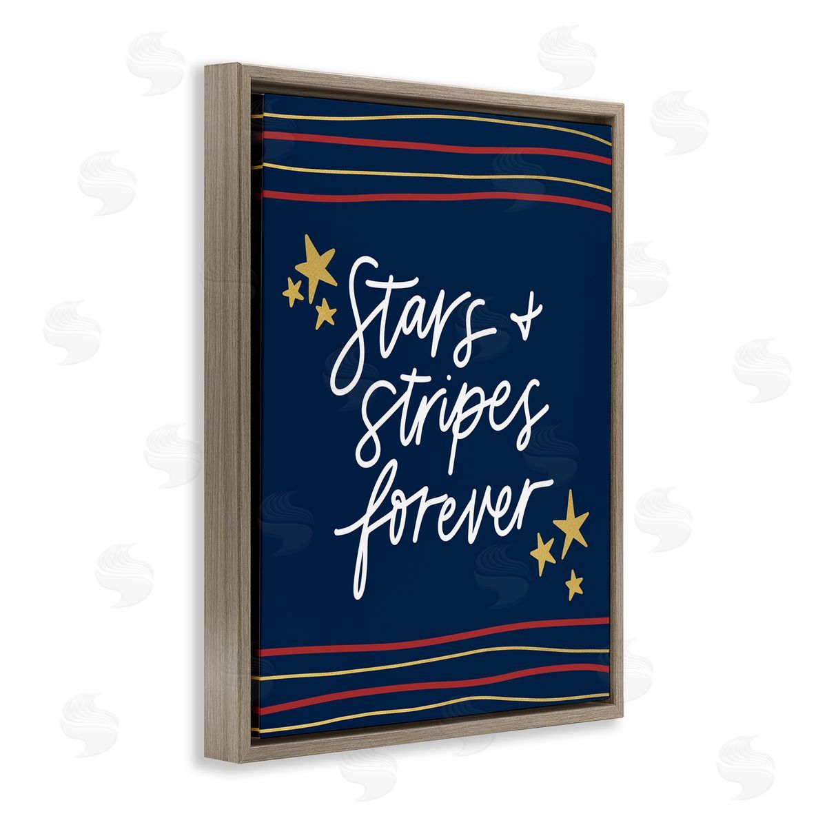 Amanda Houston Stars Stripes Forever Americana Independence Day  Brown Floating Frame Canvas Wall Art Print