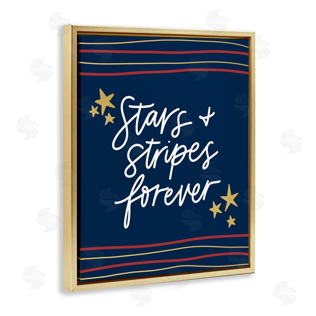 Amanda Houston Stars Stripes Forever Americana Independence Day  Gold Floating Frame Canvas Wall Art Print