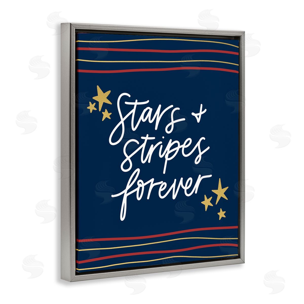 Amanda Houston Stars Stripes Forever Americana Independence Day  Gray Floating Frame Canvas Wall Art Print