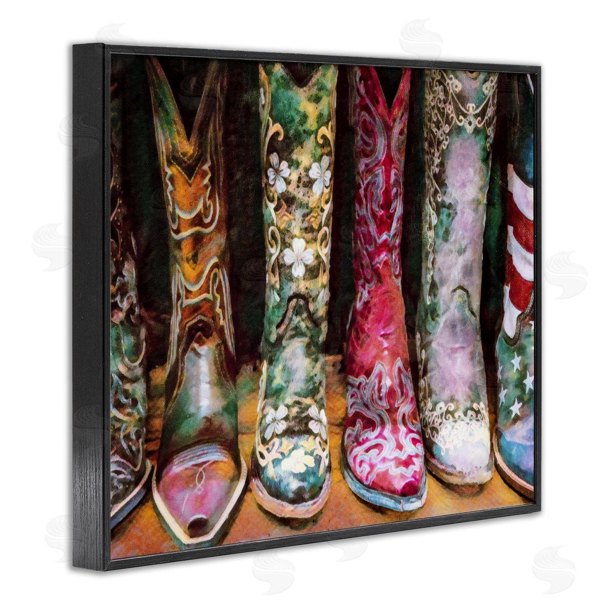 Cowboy Boots Various Bold Designs Black Frame Print Wall Art, Home Decor by Graffitee Studios