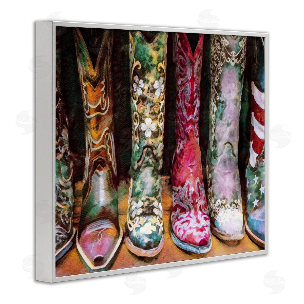 Cowboy Boots Various Bold Designs White Frame Print Wall Art, Home Decor by Graffitee Studios
