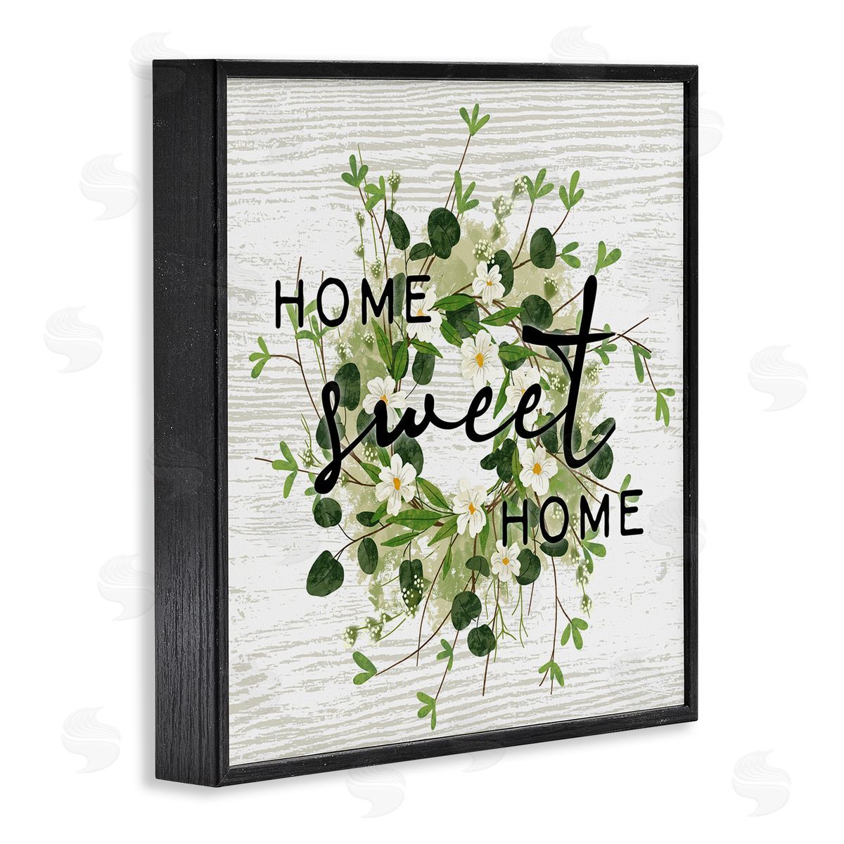 Ziwei Li Sweet Home Rustic Pattern Botanical Blossom Wreath Black Framed Glicee Wall Art Print