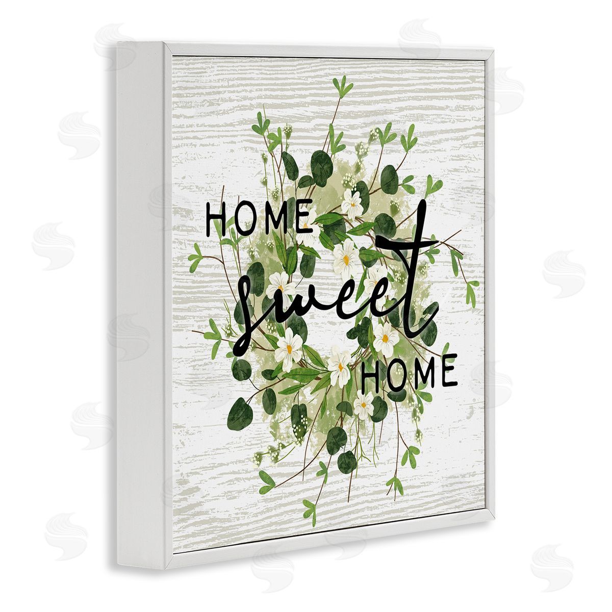 Ziwei Li Sweet Home Rustic Pattern Botanical Blossom Wreath White Framed Glicee Wall Art Print