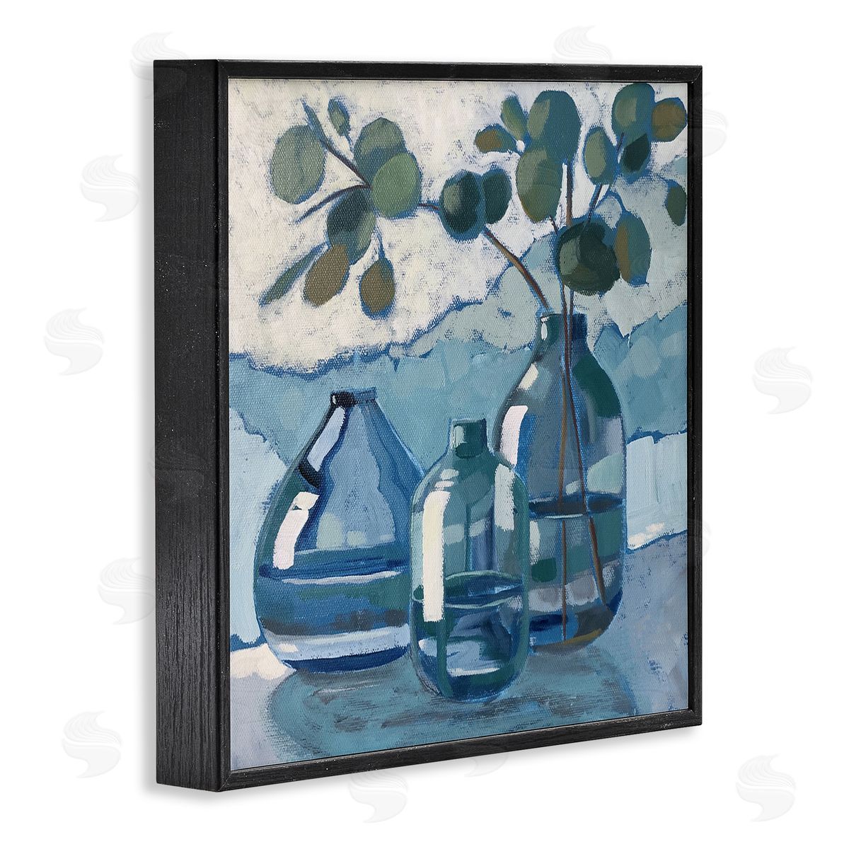 Soothing Eucalyptus Ikebana Vases Black Frame Print Wall Art, Home Decor by Sue Riger