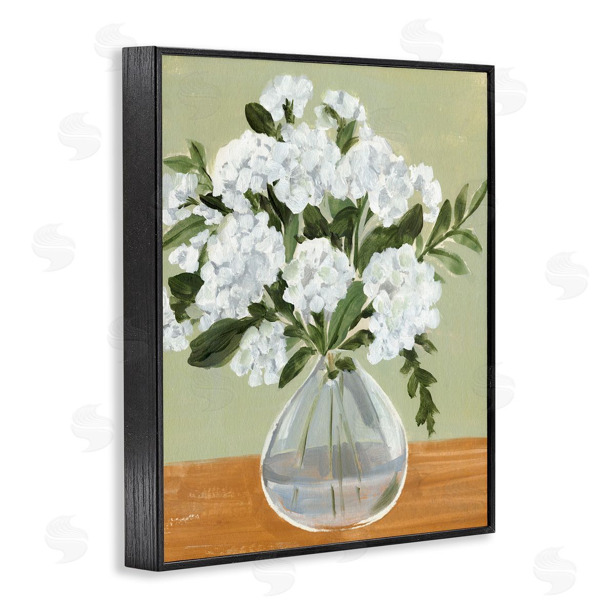 Annie Warren White Hydrangea Flower Bouquet Vase Still Life Black Framed Giclee Wall Art Print