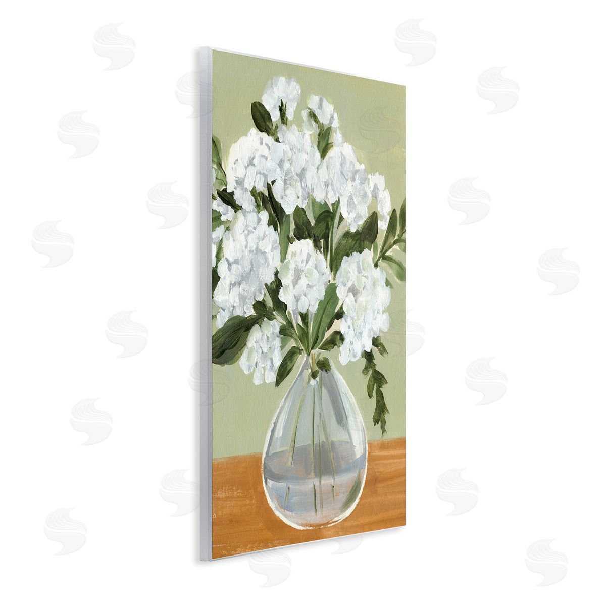 Annie Warren White Hydrangea Flower Bouquet Vase Still Life Wall Plaque Art Print