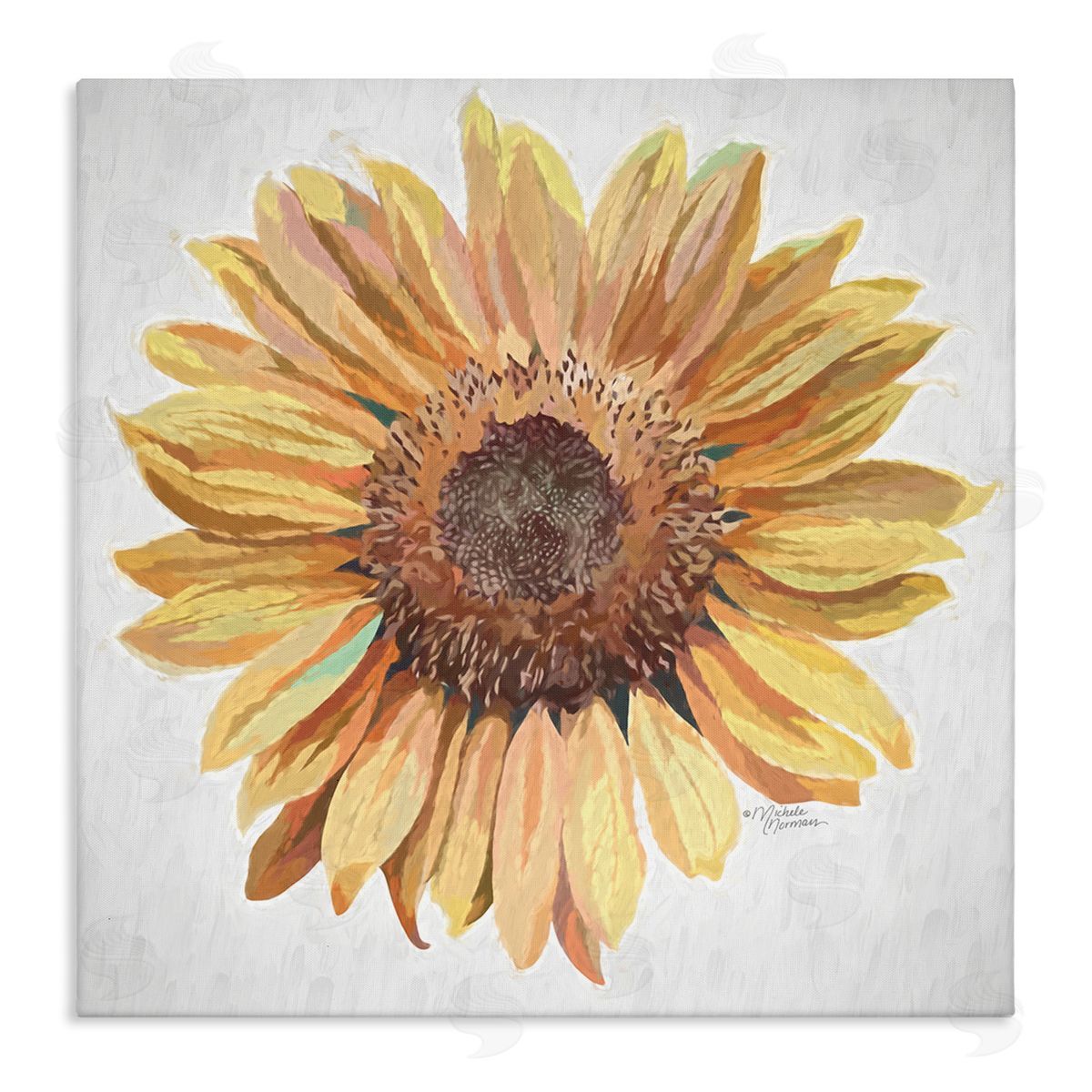 Michele Norman Vivid Yellow Sunflower Petals Aerial View Flower Stretched Canvas Wall Art Print