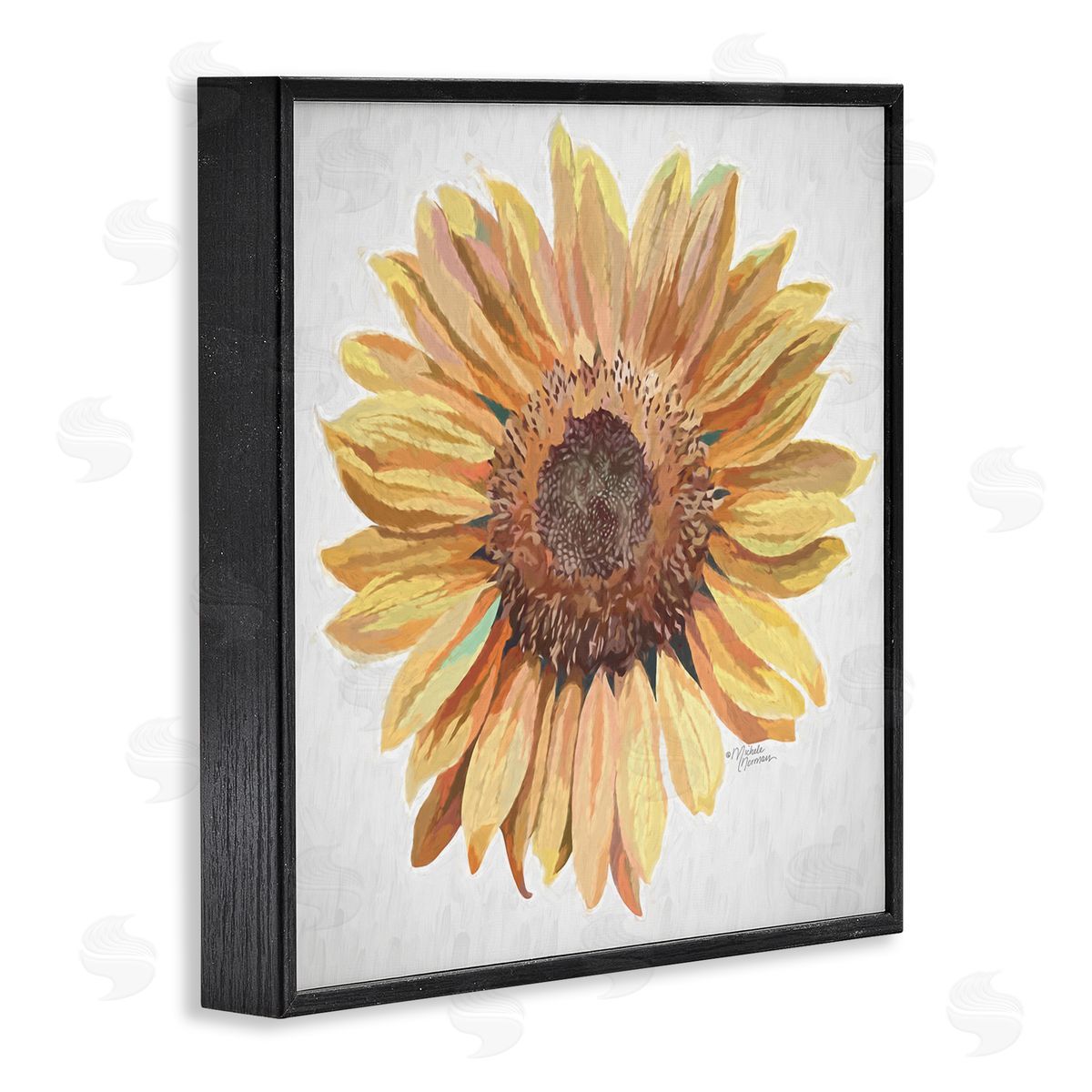 Michele Norman Vivid Yellow Sunflower Petals Aerial View Flower Black Framed Glicee Wall Art Print