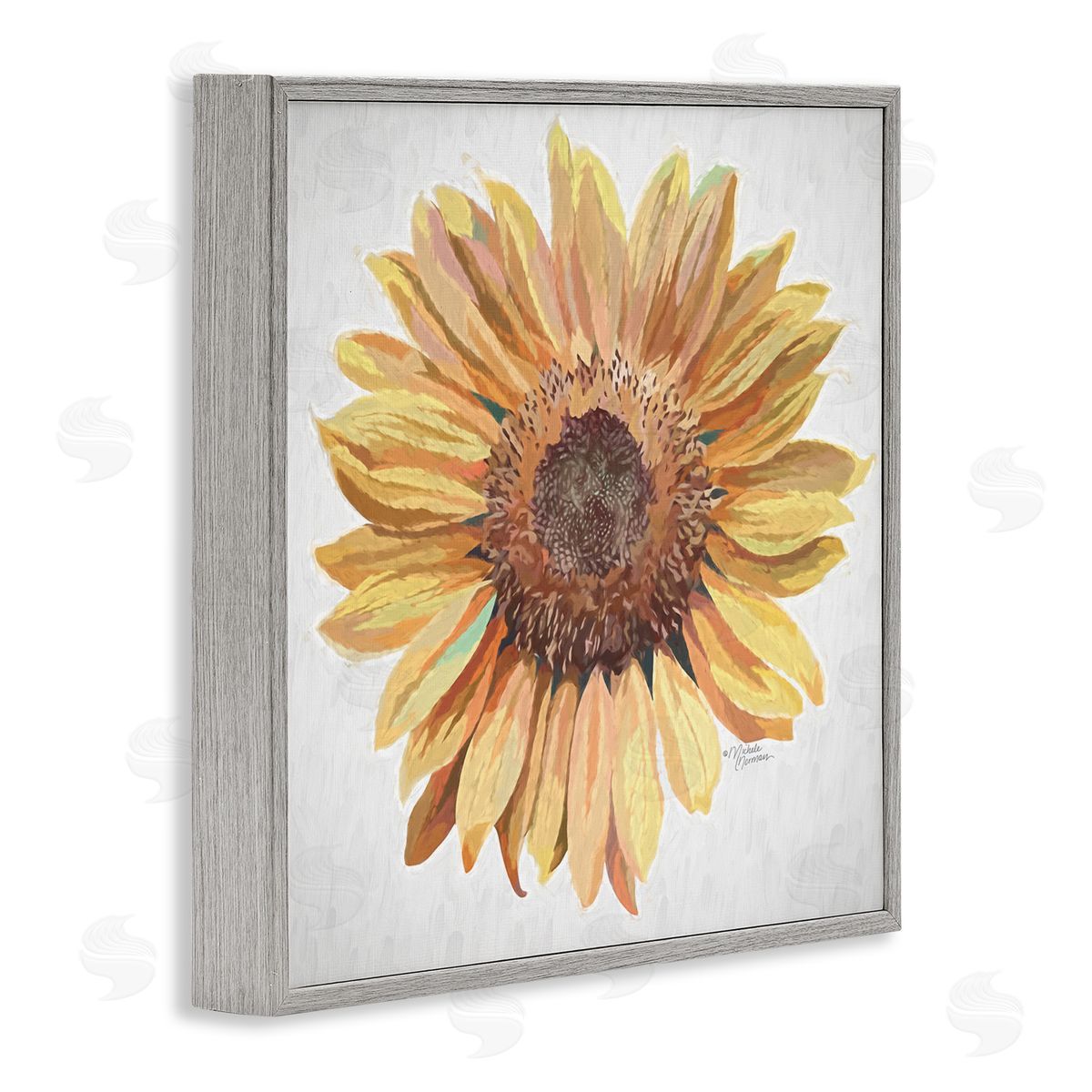 Michele Norman Vivid Yellow Sunflower Petals Aerial View Flower Gray Framed Glicee Wall Art Print