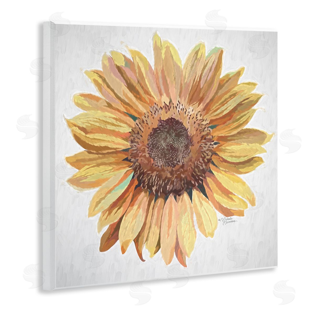 Michele Norman Vivid Yellow Sunflower Petals Aerial View Flower Wooden Wall Plaque Art Print