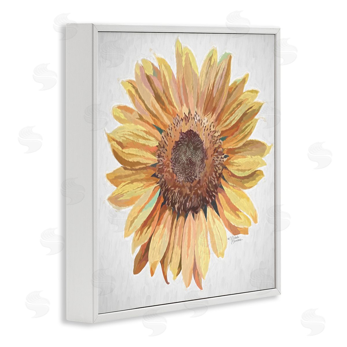 Michele Norman Vivid Yellow Sunflower Petals Aerial View Flower White Framed Glicee Wall Art Print