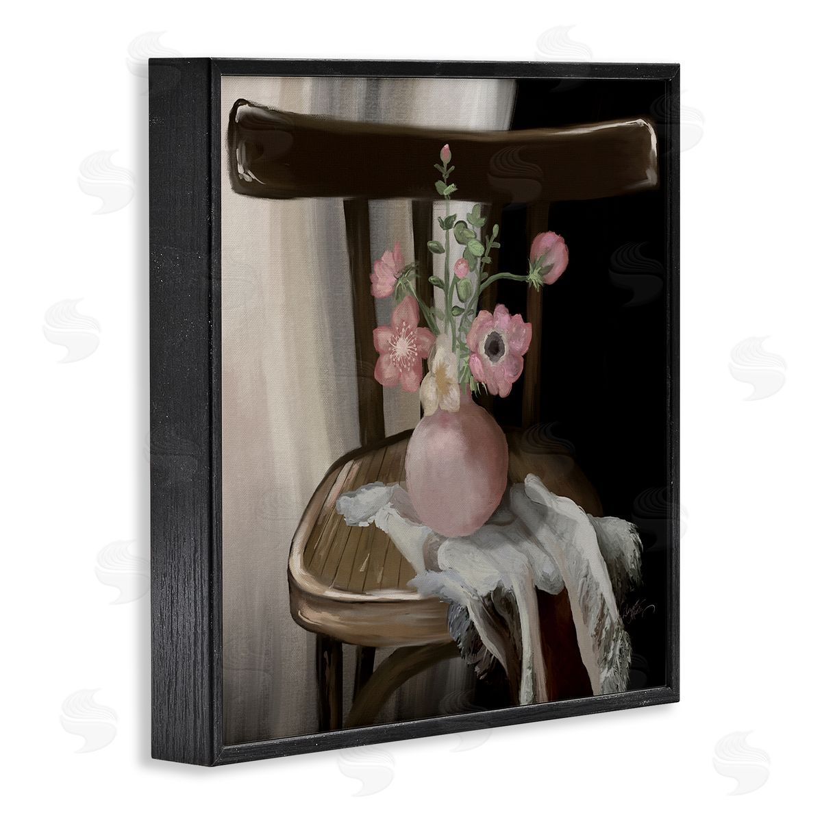 Elizabeth Medley Serene Pink Flower Vase Arrangement Still Life  Black Framed Glicee Wall Art Print