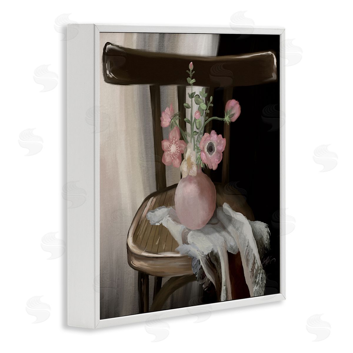 Elizabeth Medley Serene Pink Flower Vase Arrangement Still Life  White Framed Glicee Wall Art Print