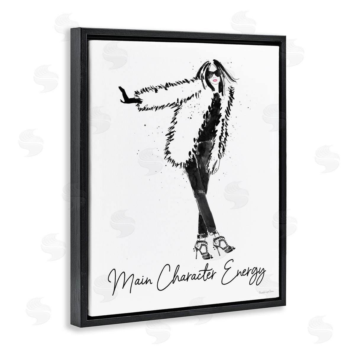 Mercedes Lopez Charro Glam Main Character Energy Chic Fashion Woman  Black Floating Frame Canvas Wall Art Print