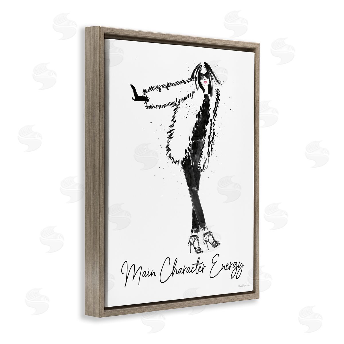 Mercedes Lopez Charro Glam Main Character Energy Chic Fashion Woman  Brown Floating Frame Canvas Wall Art Print