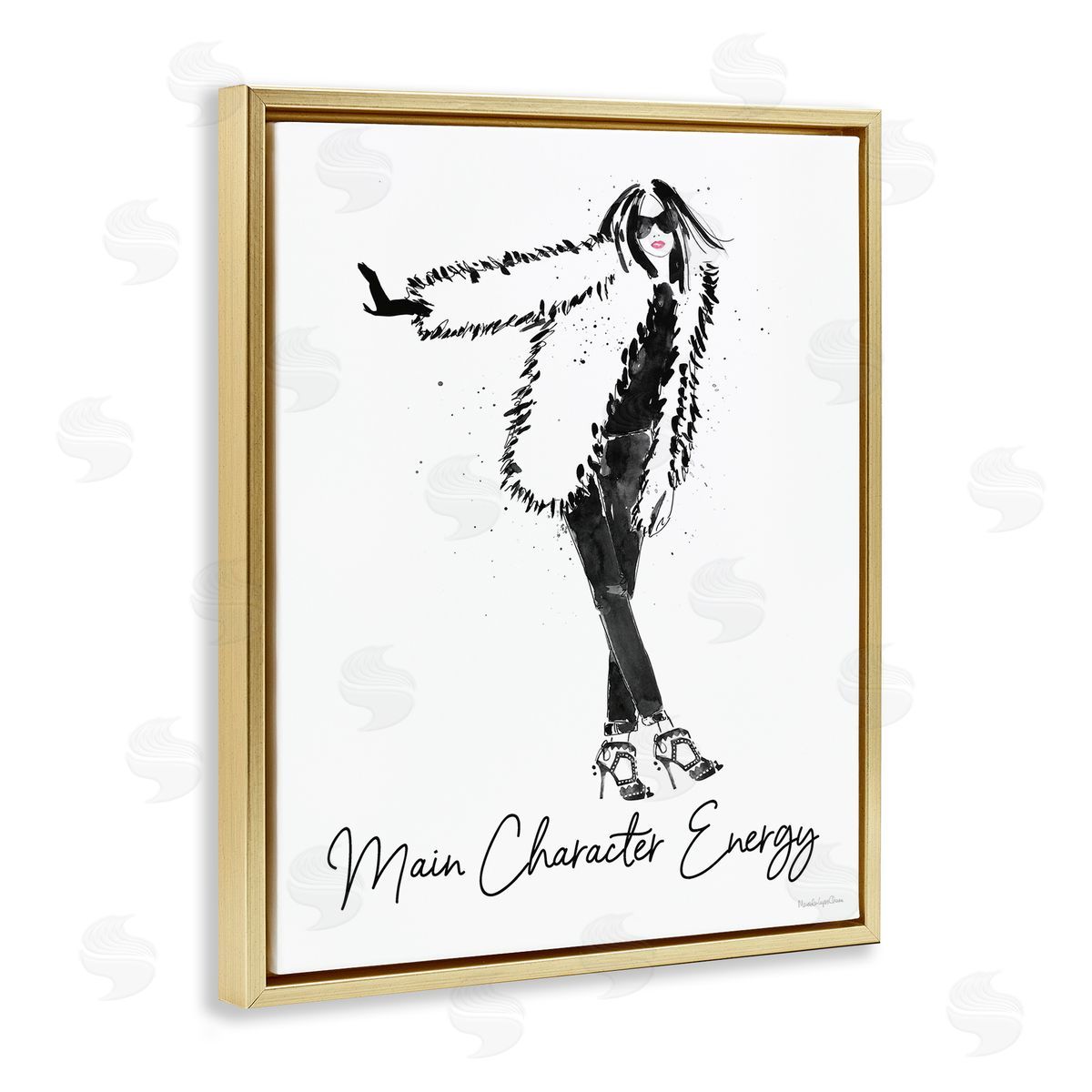 Mercedes Lopez Charro Glam Main Character Energy Chic Fashion Woman  Gold Floating Frame Canvas Wall Art Print