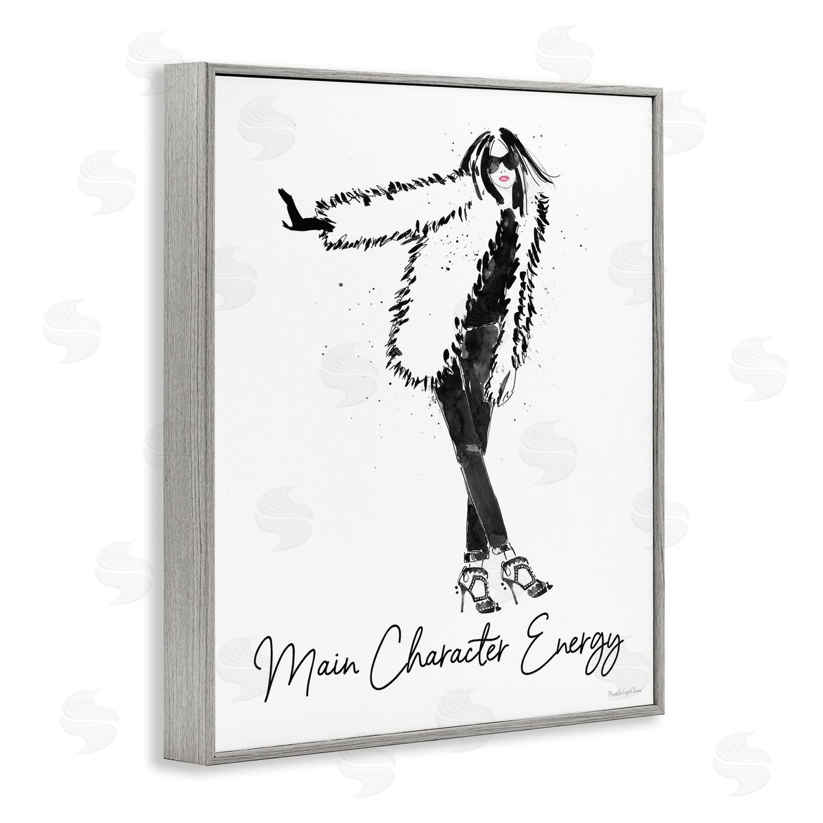 Mercedes Lopez Charro Glam Main Character Energy Chic Fashion Woman  Gray Framed Giclee Wall Art Print