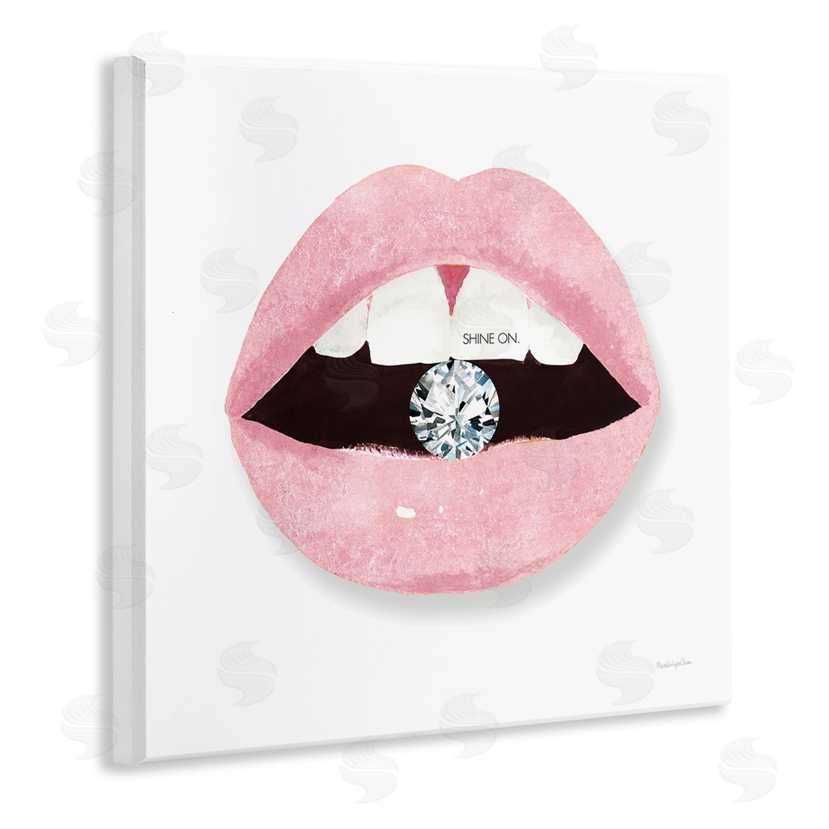 Mercedes Lopez Charro Shine On Glam Lips Biting Shimmering Diamond  Wooden Wall Plaque Art Print