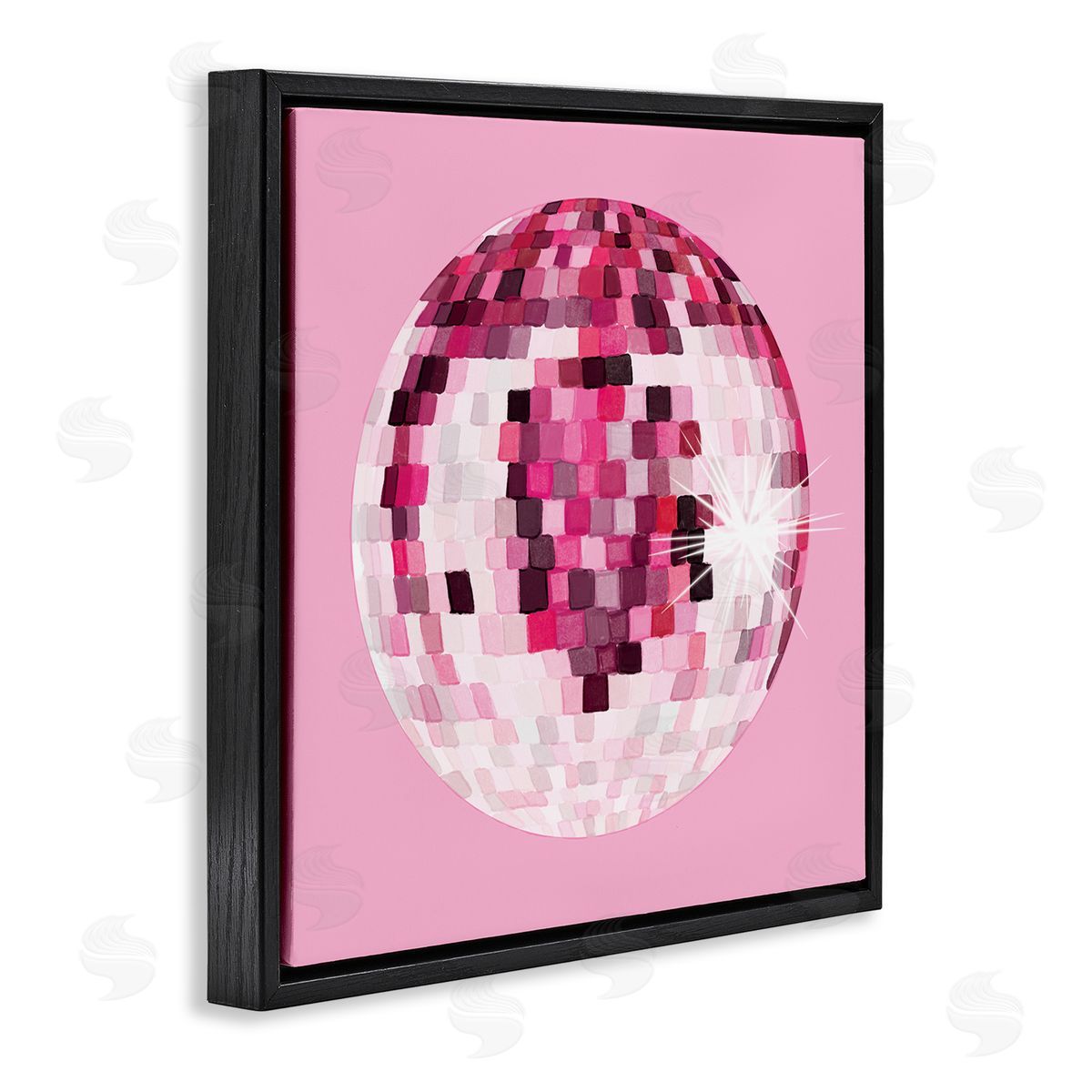 Dazzling Pink Disco Ball Black Floating Frame Canvas Wall Art, Home Decor by Hey Bre! Creative Studio