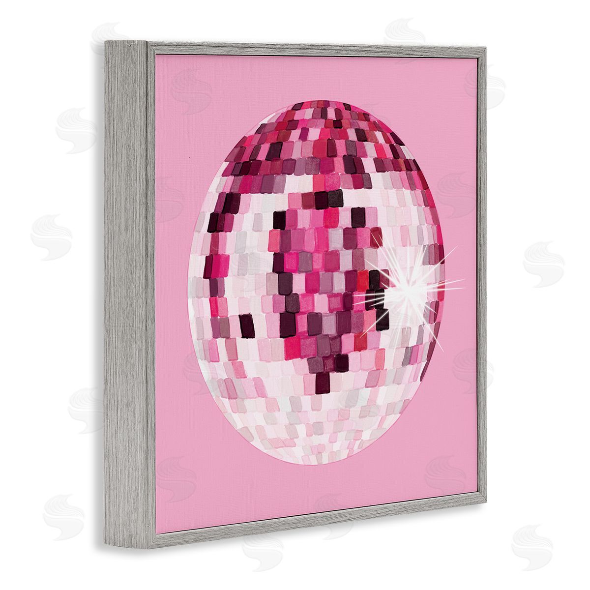 Dazzling Pink Disco Ball Grey Frame Print Wall Art, Home Decor by Hey Bre! Creative Studio