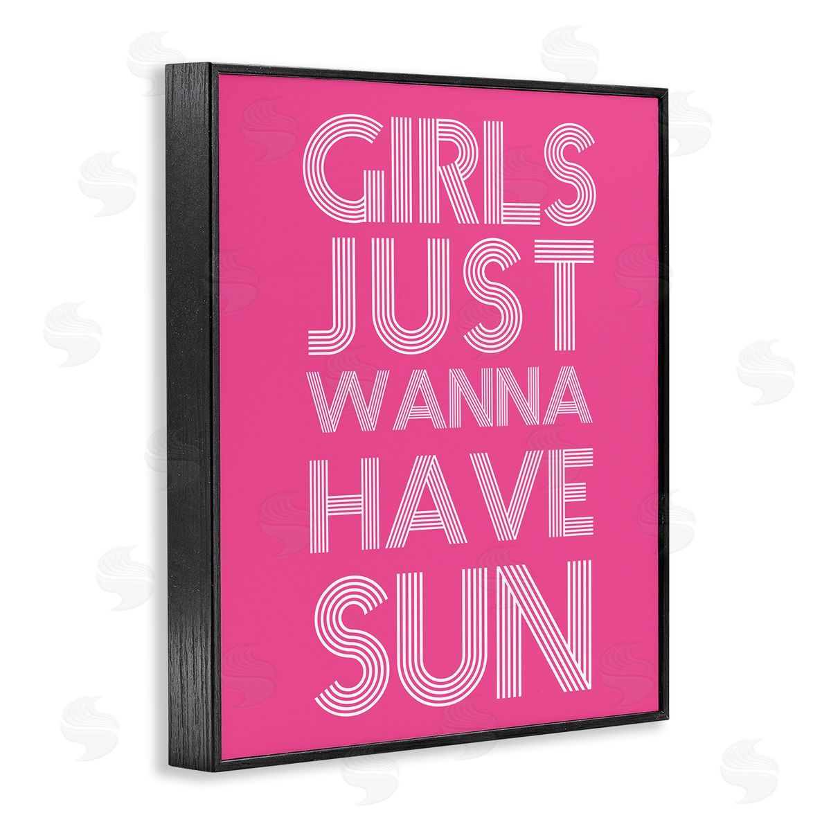 Stupell Studio Girls Wanna Have Sun Pink Retro Summer Black Framed Giclee Wall Art Print