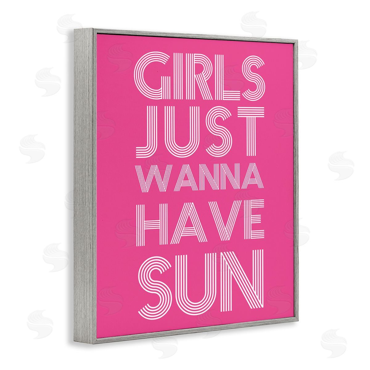 Stupell Studio Girls Wanna Have Sun Pink Retro Summer Gray Framed Giclee Wall Art Print