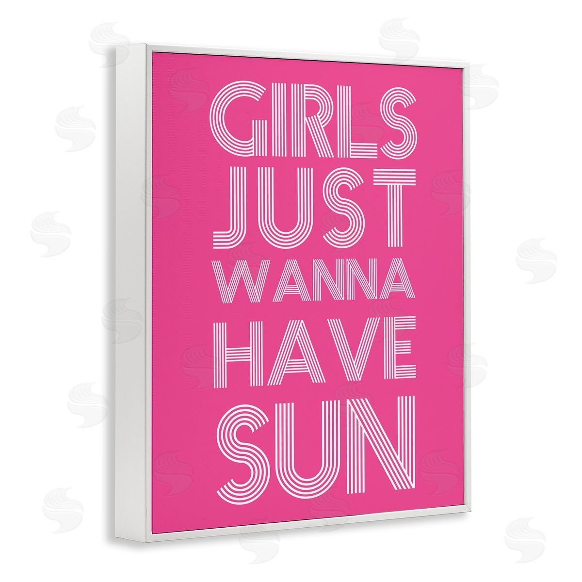 Stupell Studio Girls Wanna Have Sun Pink Retro Summer White Framed Giclee Wall Art Print