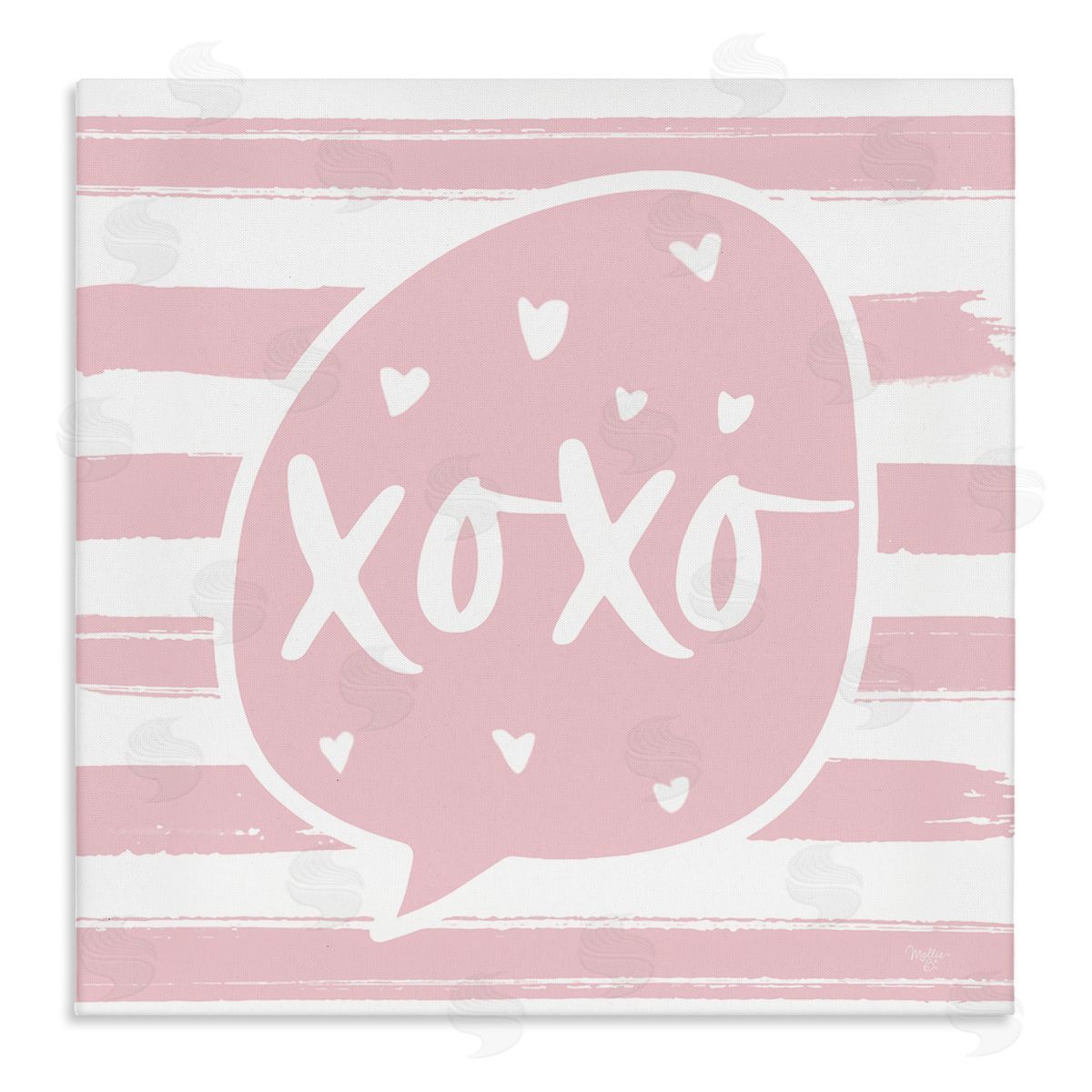 Mollie B. Xoxo Speech Bubble Cute Striped Heart Pattern  Stretched Canvas Wall Art Print