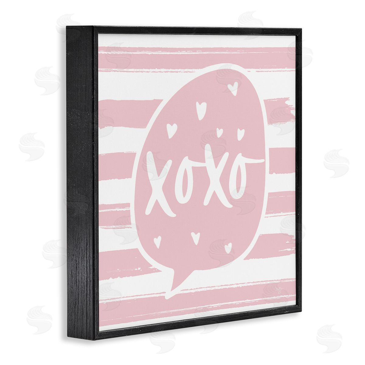 Mollie B. Xoxo Speech Bubble Cute Striped Heart Pattern  Black Framed Glicee Wall Art Print