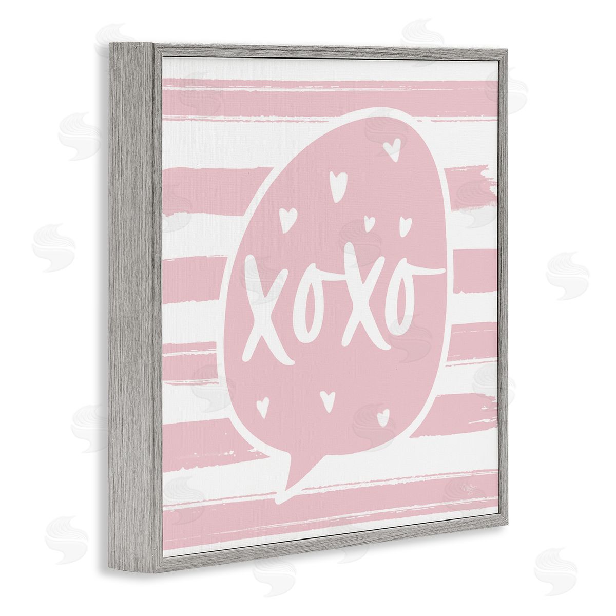 Mollie B. Xoxo Speech Bubble Cute Striped Heart Pattern  Gray Framed Glicee Wall Art Print