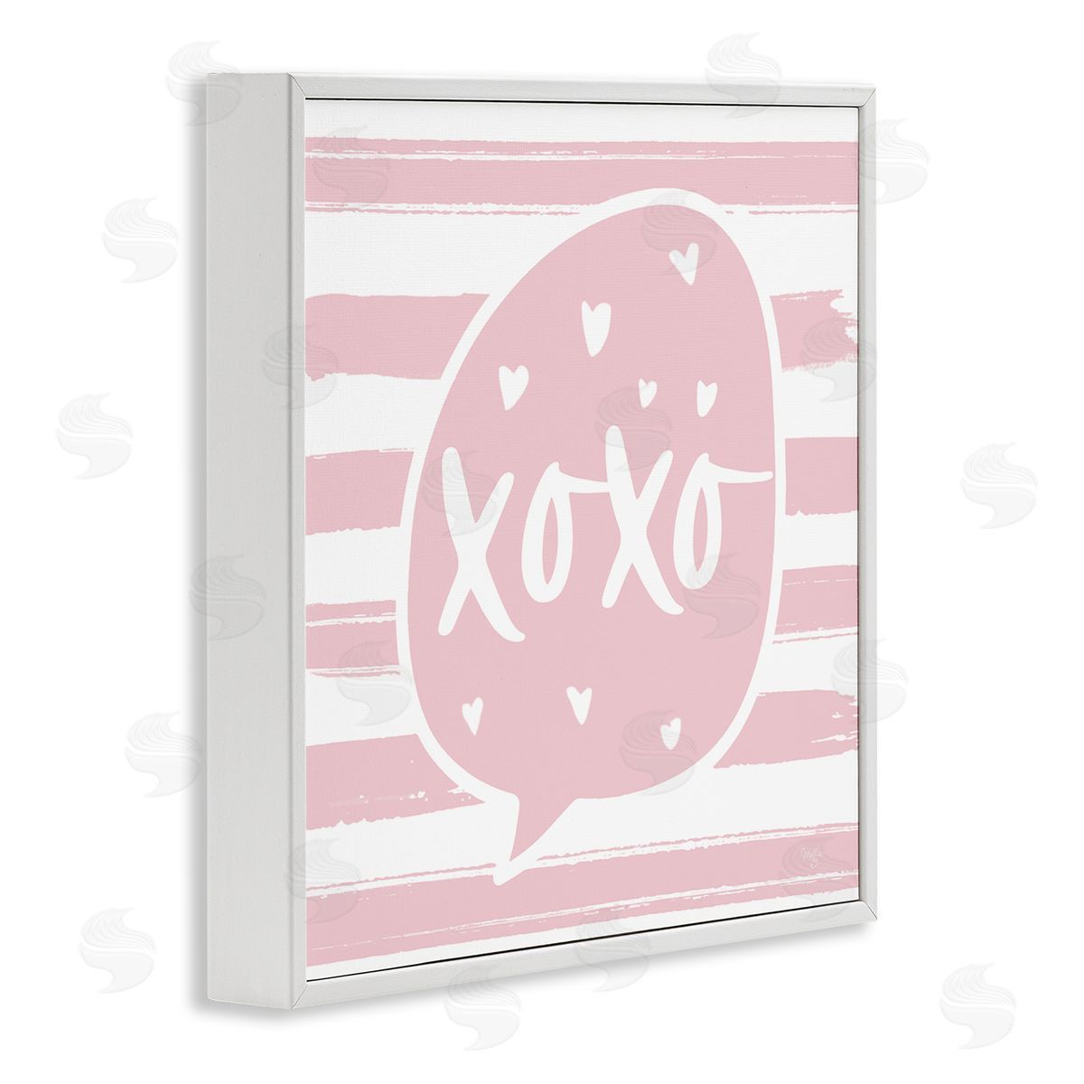 Mollie B. Xoxo Speech Bubble Cute Striped Heart Pattern  White Framed Glicee Wall Art Print