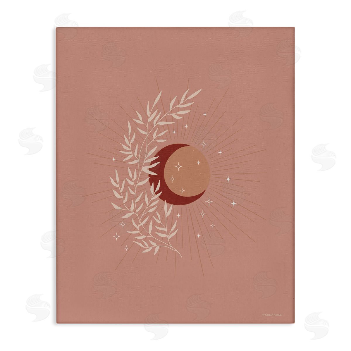 Rachel Nieman Boho Herb Botanicals Astral Starry Sun & Moon  Stretched Canvas Wall Art Print