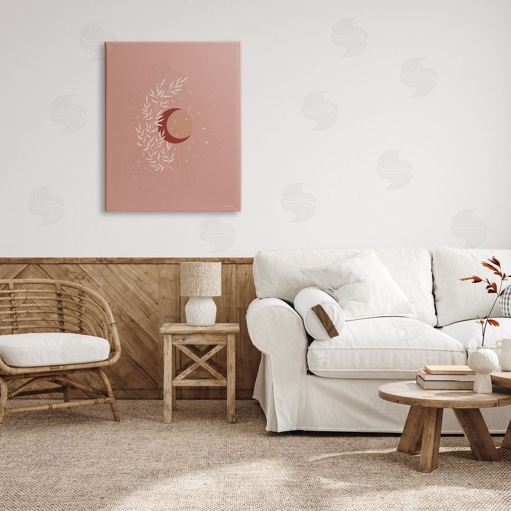 Rachel Nieman Boho Herb Botanicals Astral Starry Sun & Moon  Canvas Wall Art Print in Room