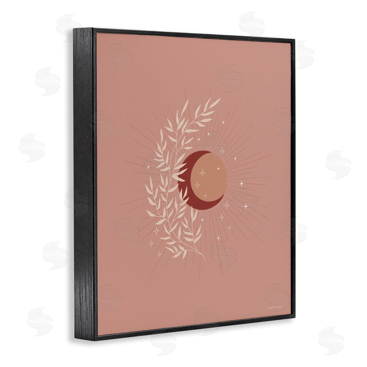 Rachel Nieman Boho Herb Botanicals Astral Starry Sun & Moon  Black Framed Giclee Wall Art Print