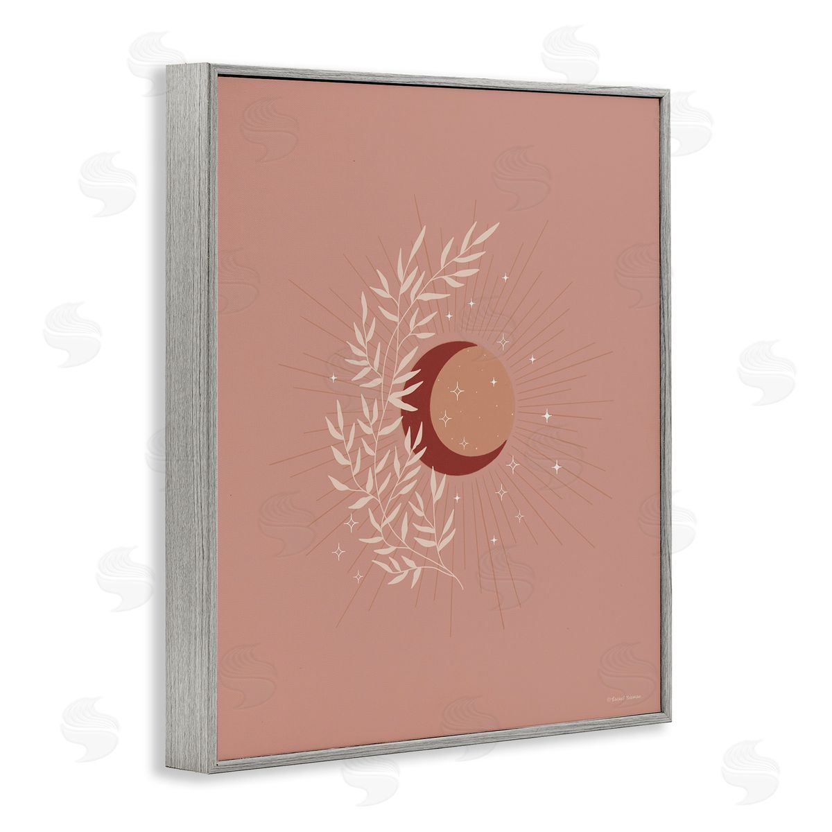 Rachel Nieman Boho Herb Botanicals Astral Starry Sun & Moon  Gray Framed Giclee Wall Art Print