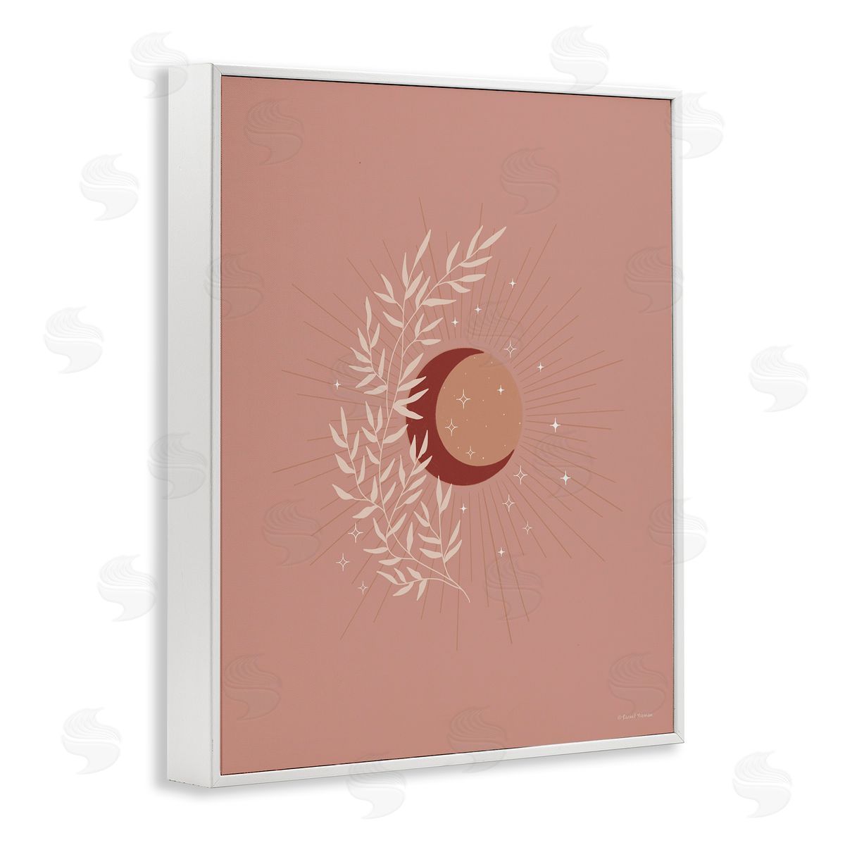 Rachel Nieman Boho Herb Botanicals Astral Starry Sun & Moon  White Framed Giclee Wall Art Print