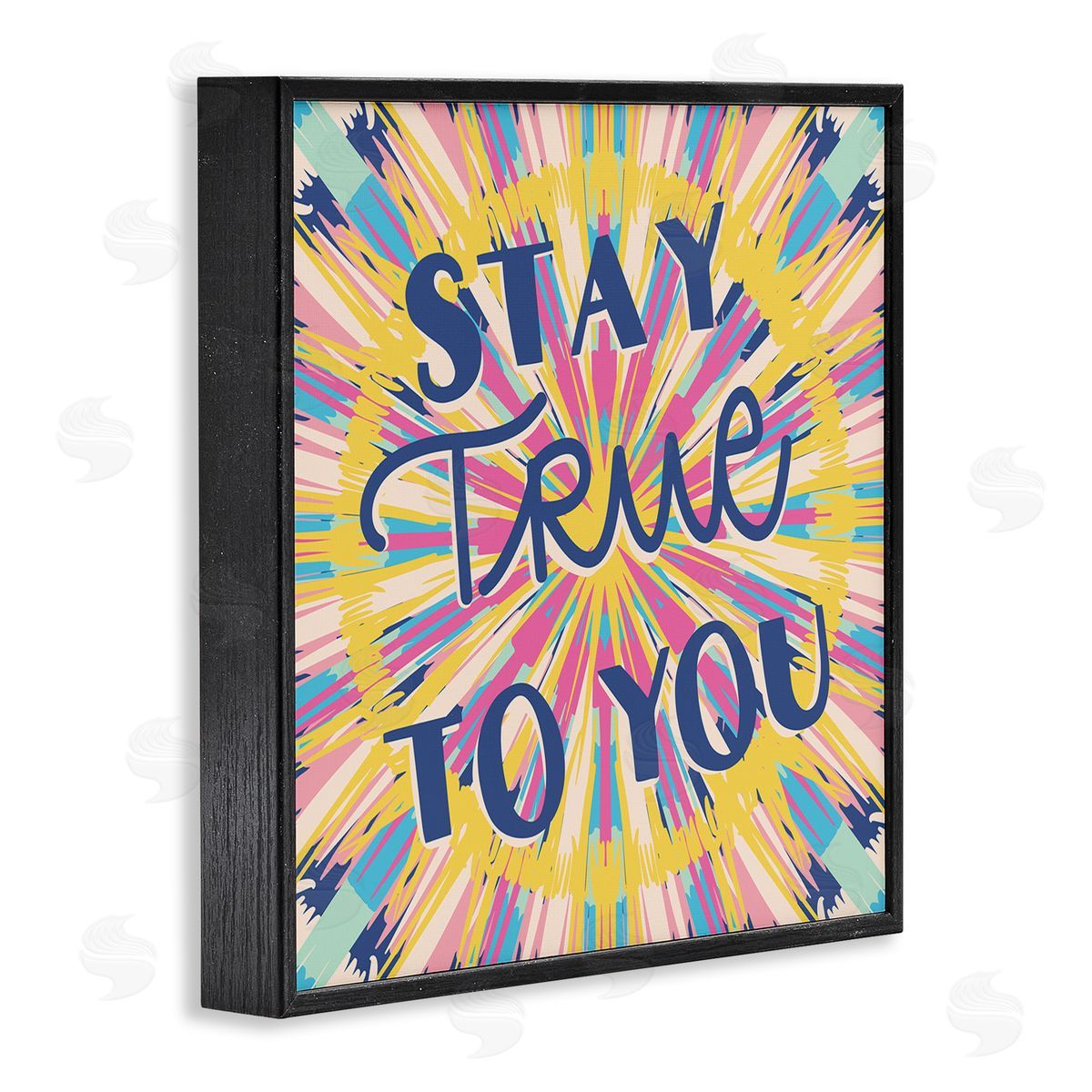 Caroline Alfreds Stay True To You Bold Motivational Tie Dye Pattern  Black Framed Glicee Wall Art Print