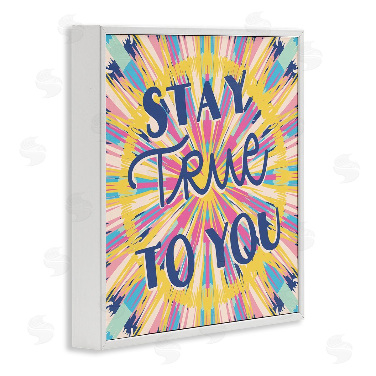Caroline Alfreds Stay True To You Bold Motivational Tie Dye Pattern  White Framed Glicee Wall Art Print