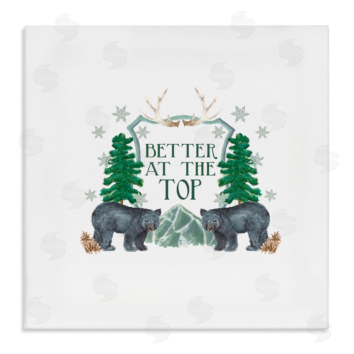 Dishique Better At The Top Adventure Saying Bears Trees Scene Stretched Canvas Wall Art Print
