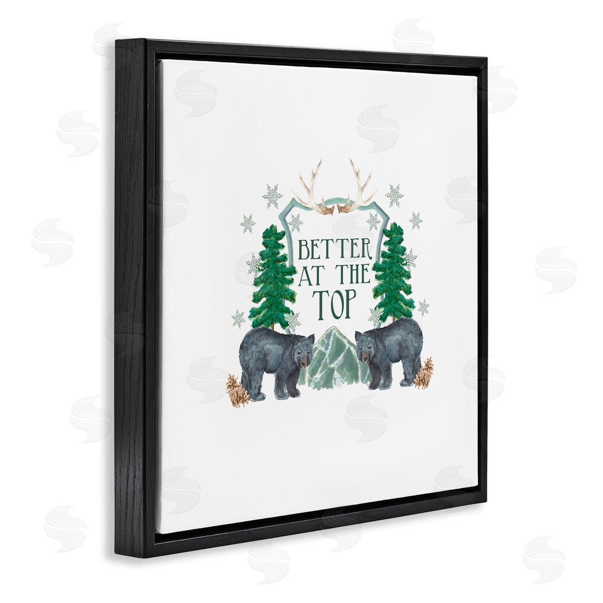 Dishique Better At The Top Adventure Saying Bears Trees Scene Black Floating Frame Canvas Wall Art Print