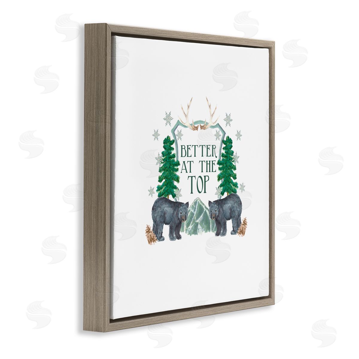 Dishique Better At The Top Adventure Saying Bears Trees Scene Brown Floating Frame Canvas Wall Art Print