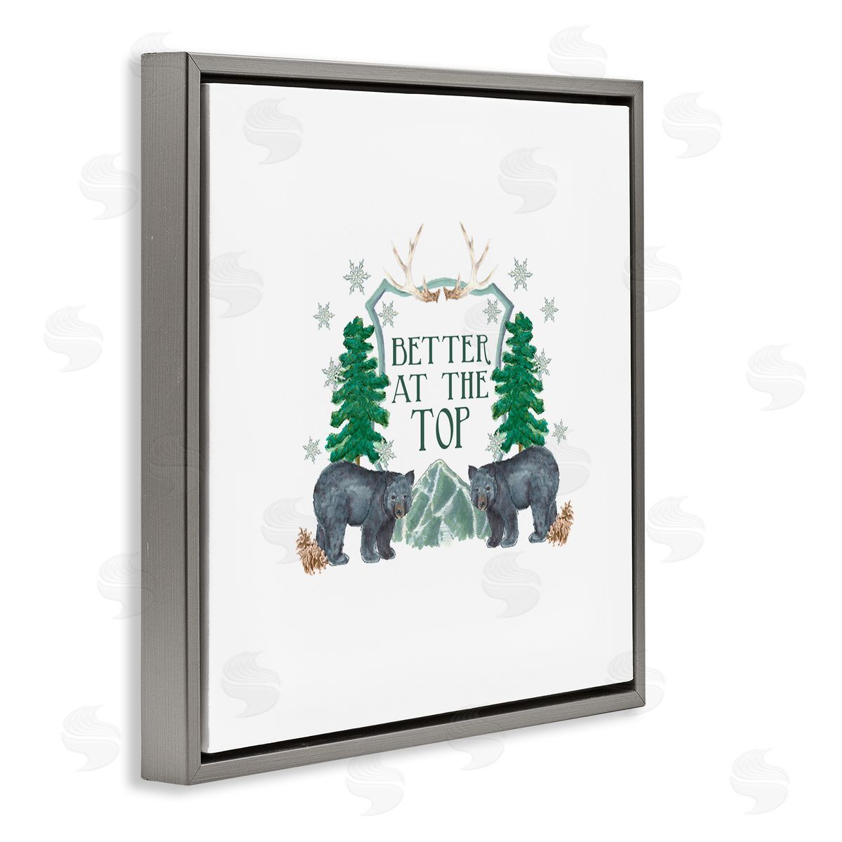 Dishique Better At The Top Adventure Saying Bears Trees Scene Gray Floating Frame Canvas Wall Art Print
