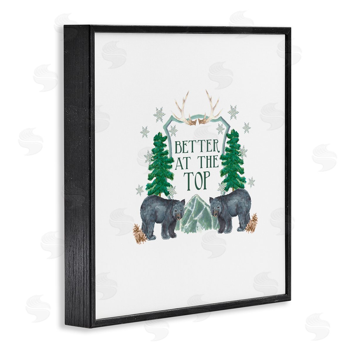 Dishique Better At The Top Adventure Saying Bears Trees Scene Black Framed Glicee Wall Art Print